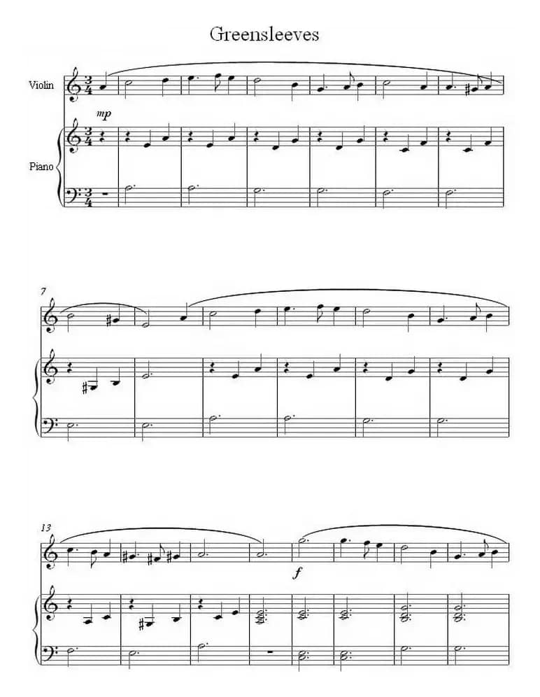 Greensleeves 绿袖子（小提琴+钢琴伴奏）