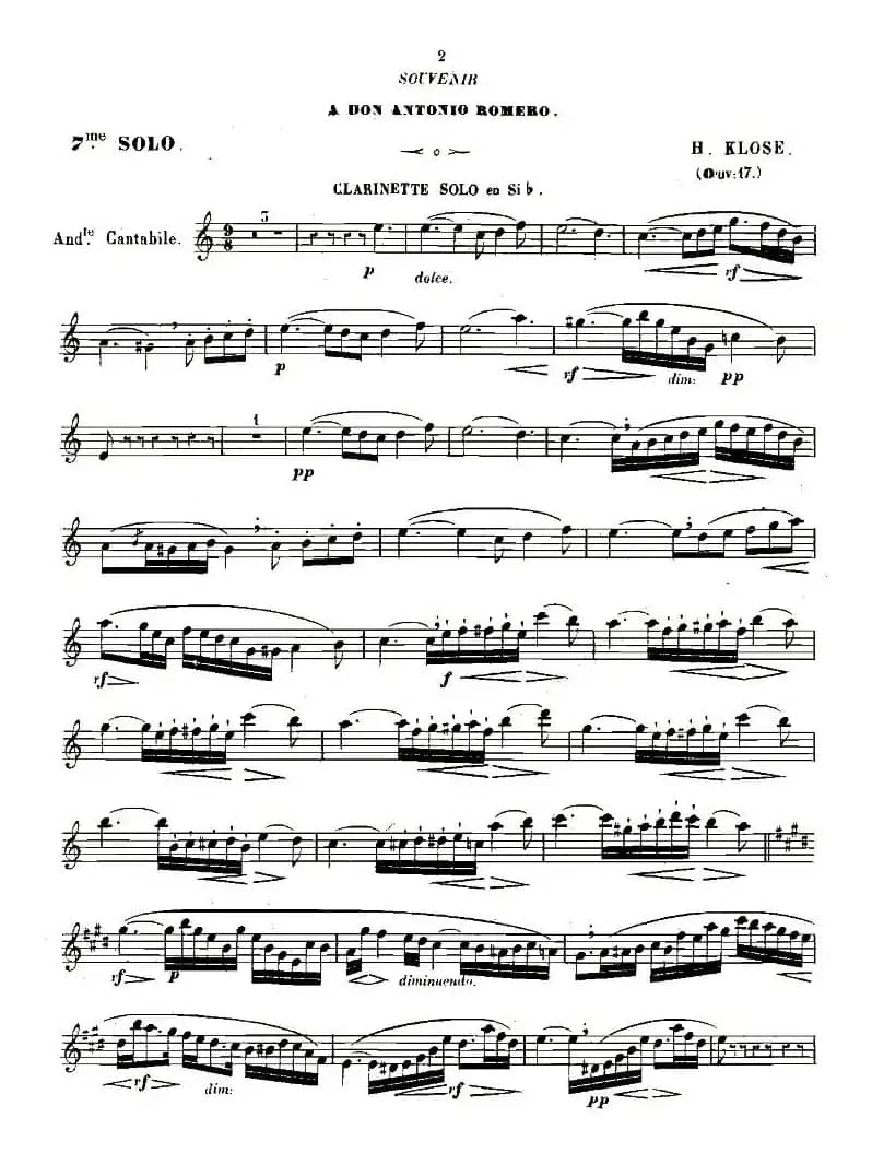 Klose Souvenir a Romero（单簧管）
