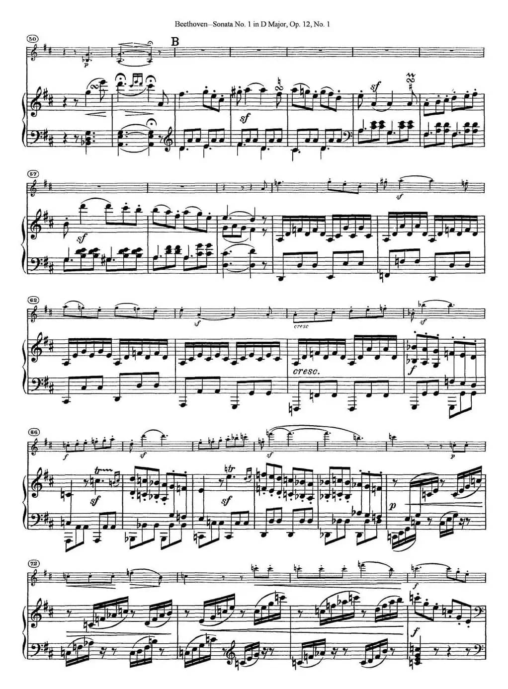 Violin Sonata No.1 in D Major Op.12 No.1（小提琴+钢琴伴奏）