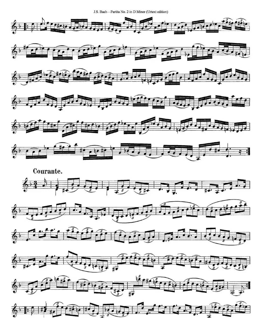 6 Violin Sonatas and Partitas 4.Partita No.2 in D Minor（Urtext edition）