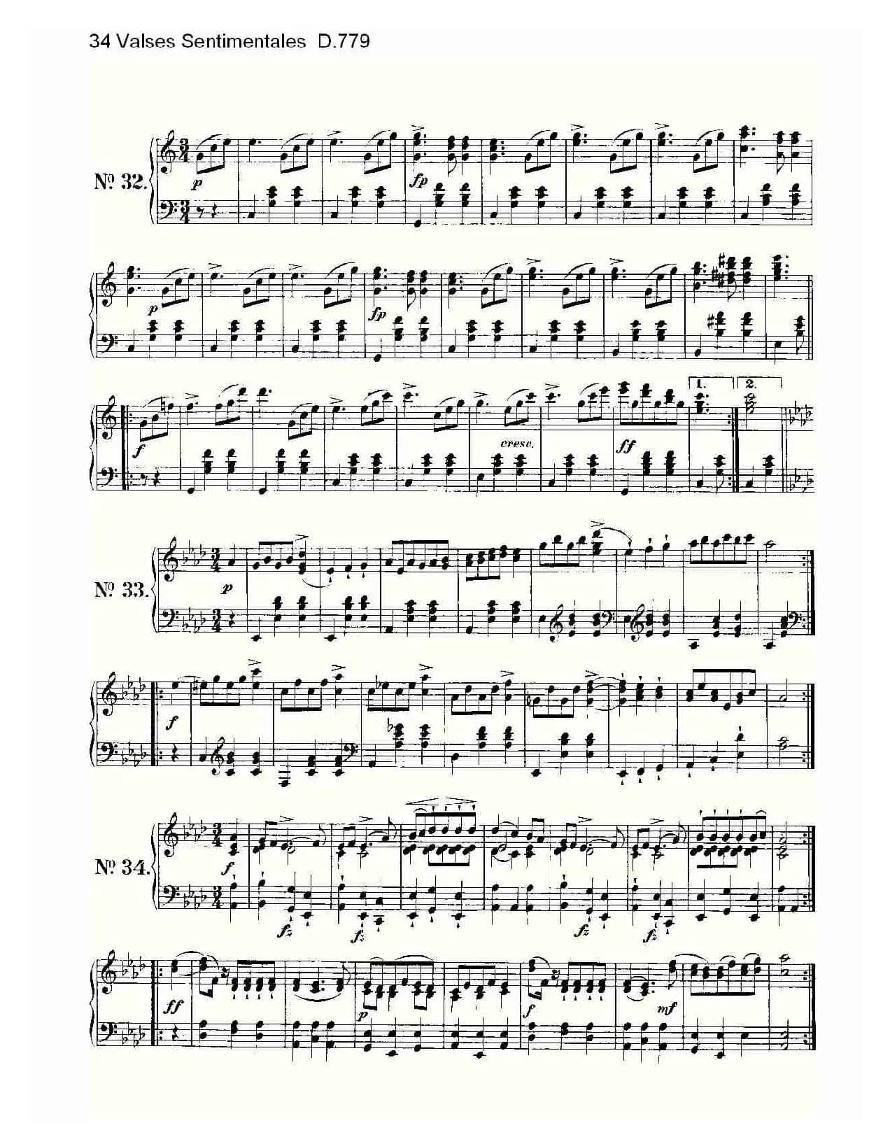 34 Valses Sentimentales D.779（34 伤感圆舞曲 D.779）