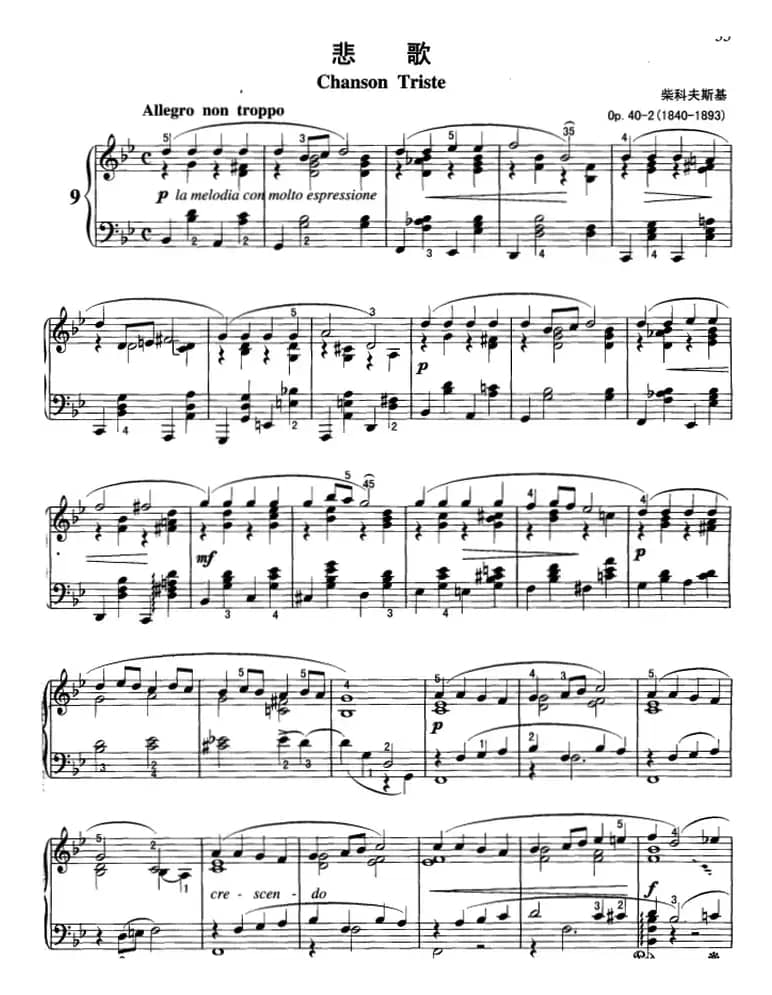 不可不弹的世界钢琴名曲：悲歌