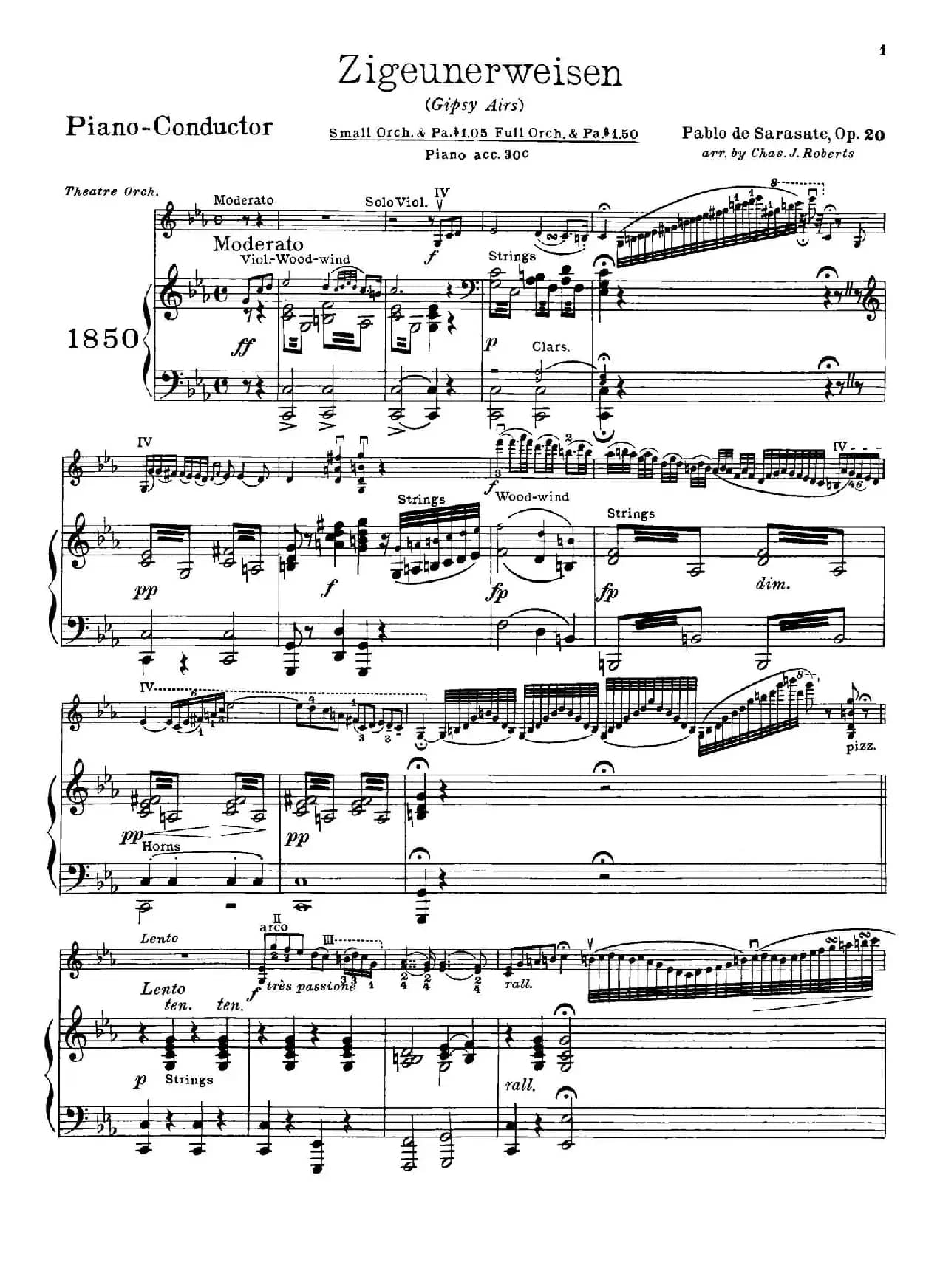 Zigeunerweisen（Gipsy Airs）（小提琴+钢琴伴奏）