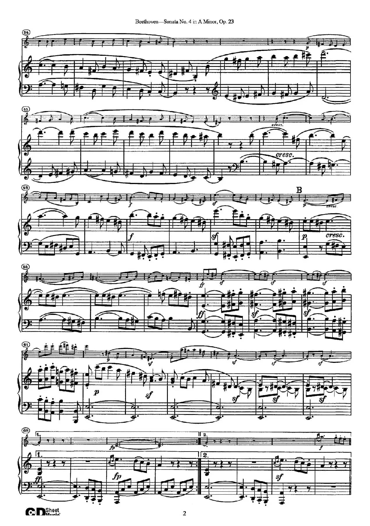 A小调第四小提琴奏鸣曲（Sonata No.4 in A Minor Op.23）（小提琴+钢琴伴奏）