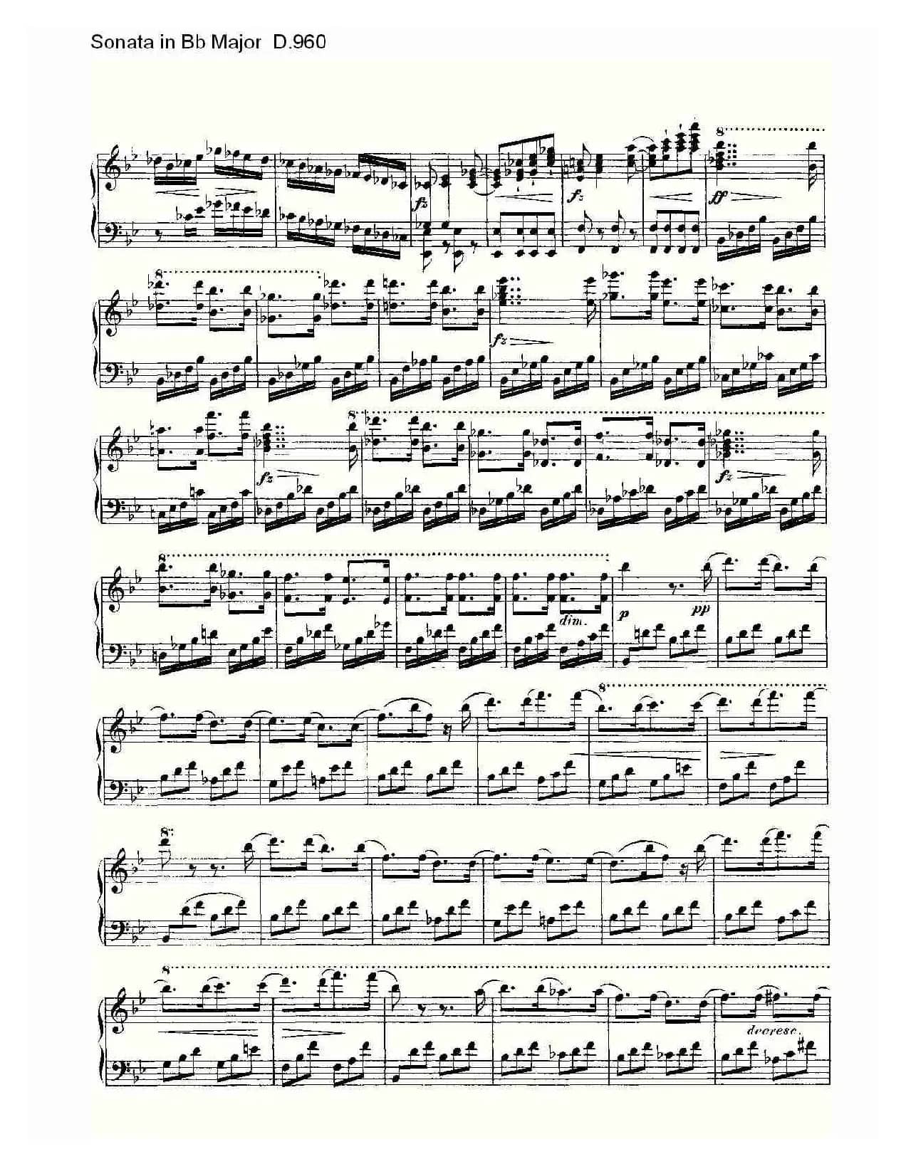 Sonata in Bb Major D.960（Bb大调奏鸣曲 D.960）