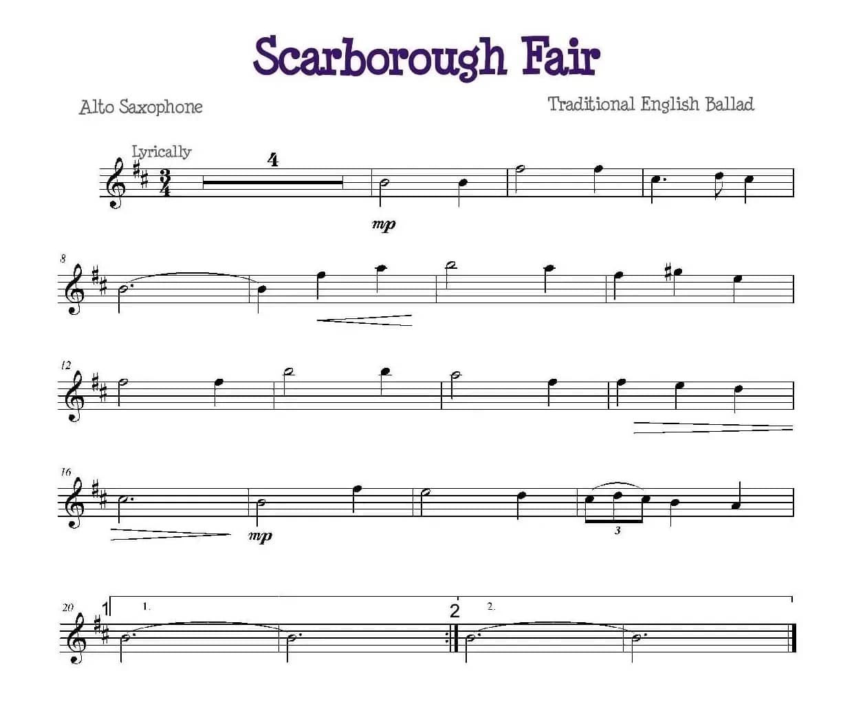 Scarborough Fair（斯卡保罗集市）（中英萨克斯+钢琴伴奏）