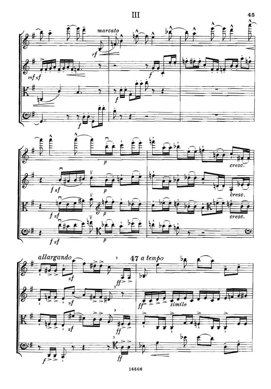 QUARTET Op.83（第三部分）（弦乐四重奏）