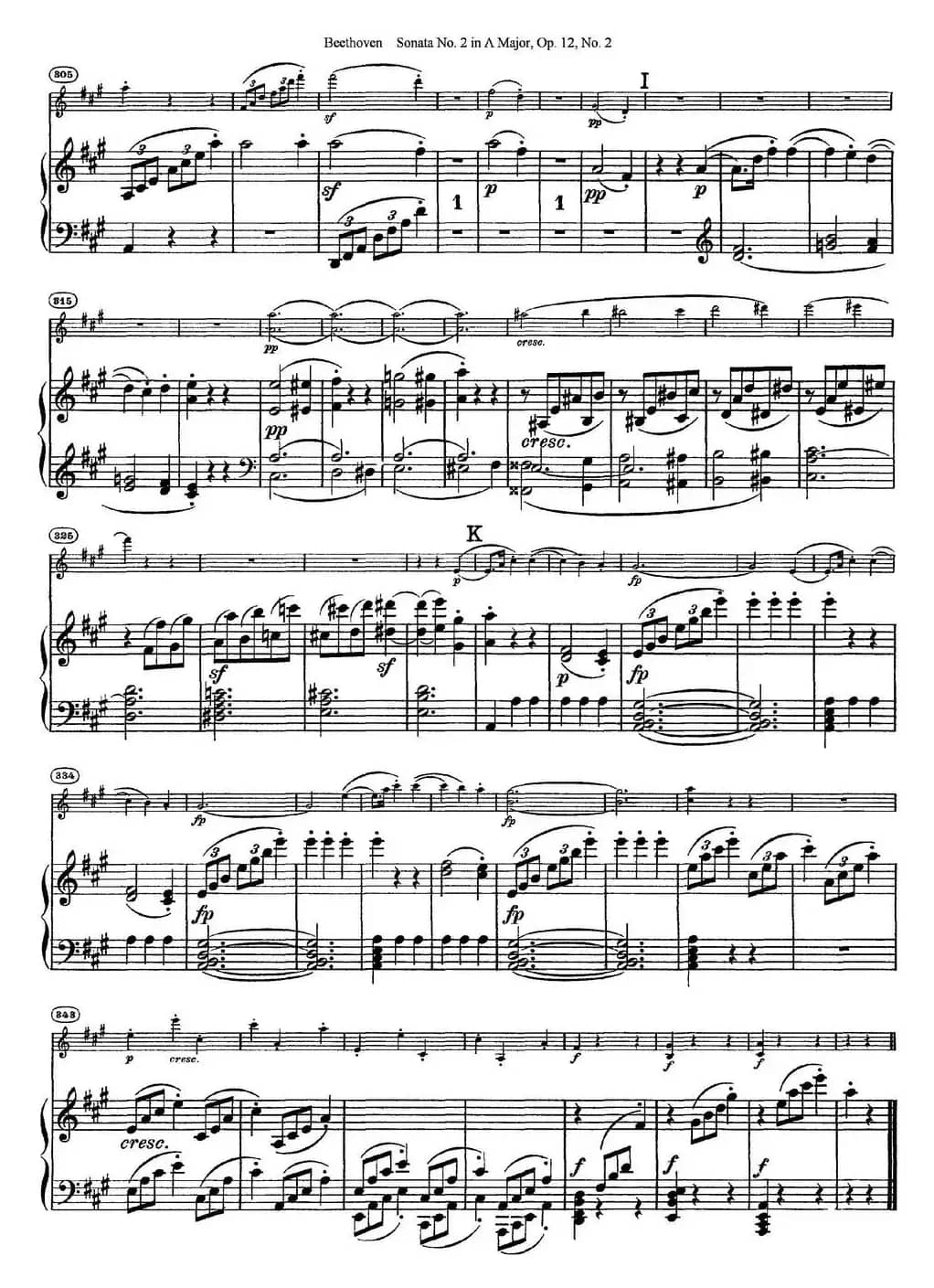 Violin Sonata No.2 in A Major Op.12 No.2（小提琴+钢琴伴奏）