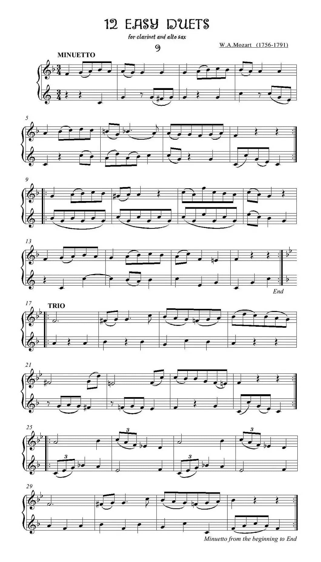 12首单簧管萨克斯重奏之九