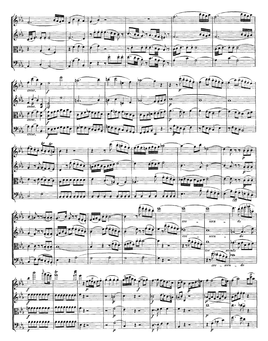 Mozart《Quartet No.16 in Eb Major,K.428》（总谱）