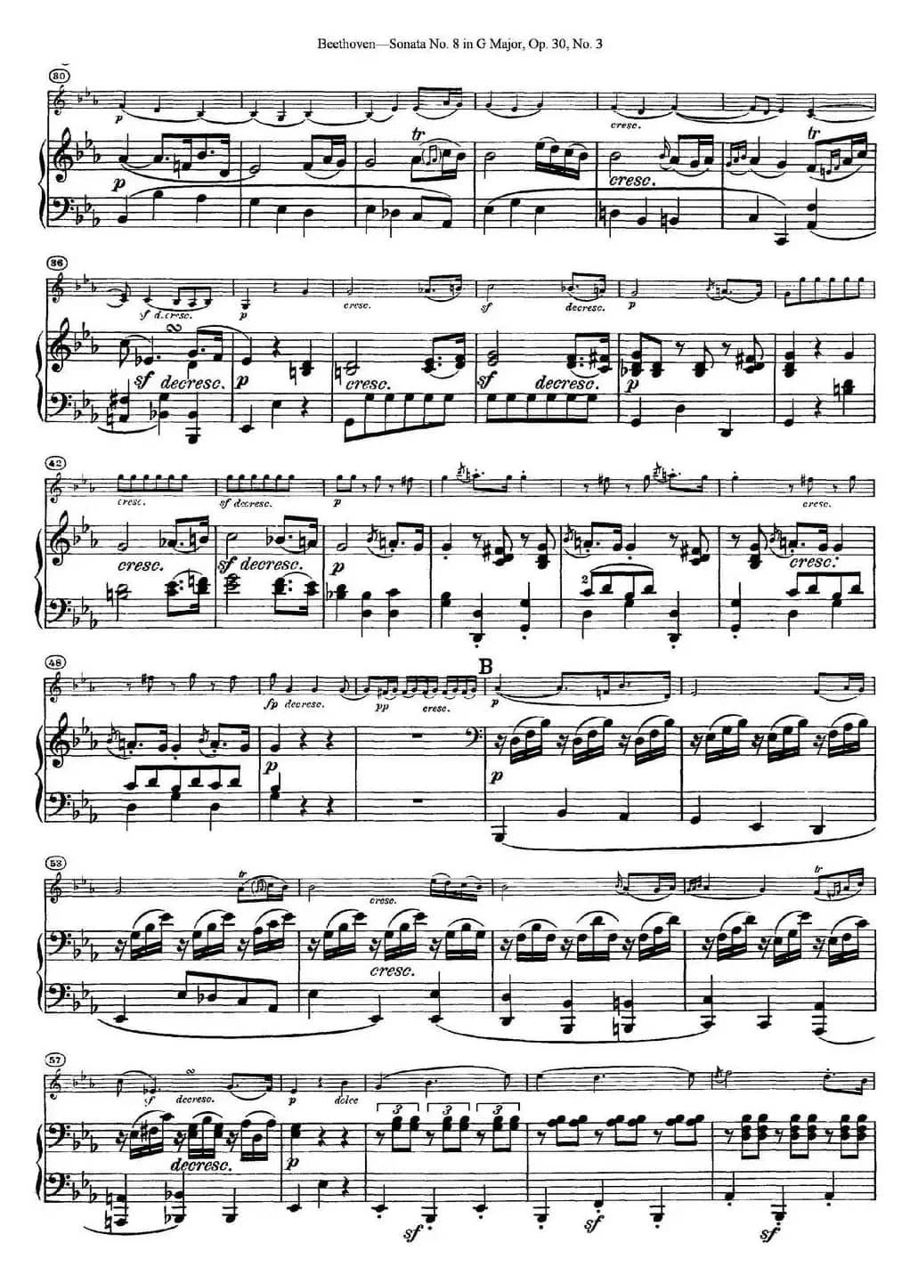 Violin Sonata No.8 in G Major Op.30 No.3（小提琴+钢琴伴奏）