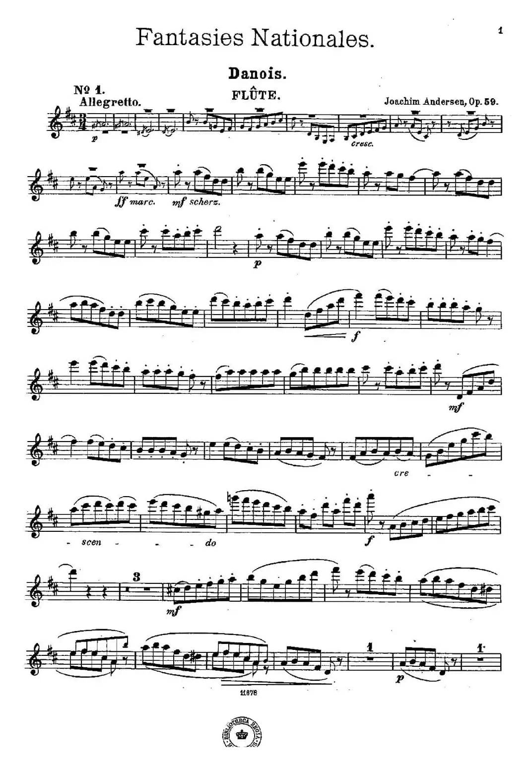 Fantaisies nationales. Danois. （Op.59 No.1）