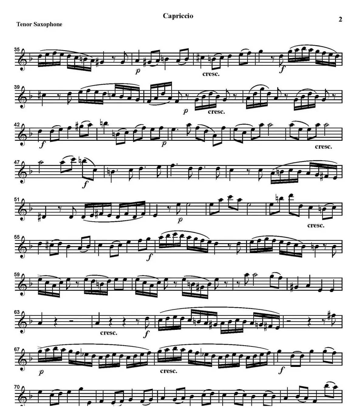 CAPRICCIO（四重奏·次中音萨克斯分谱）