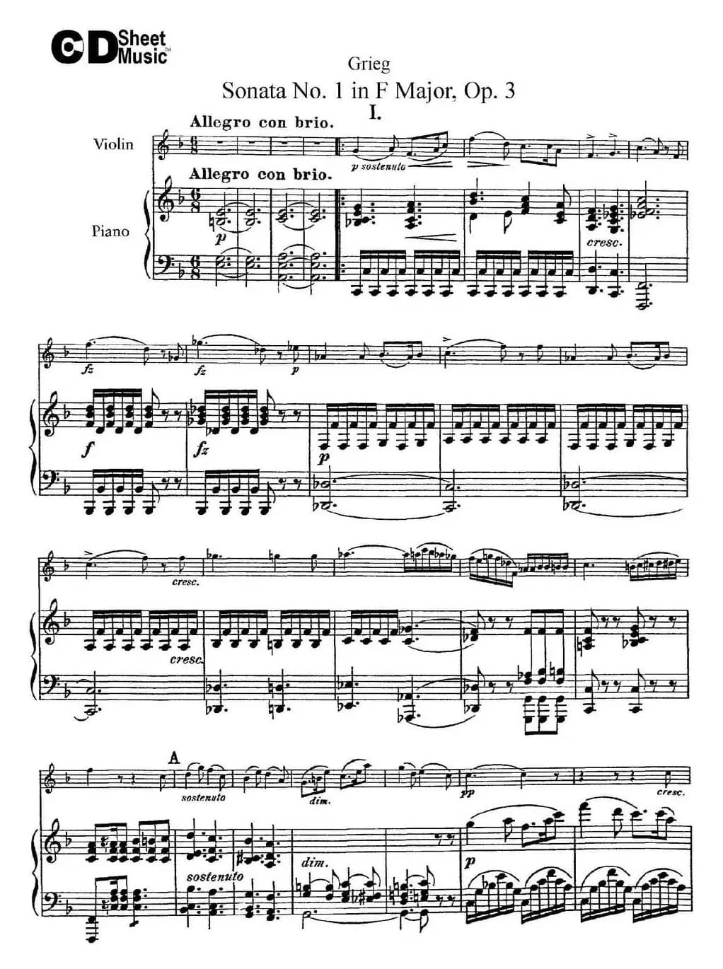 Violin Sonata No.1 Op.3（小提琴+钢琴伴奏）