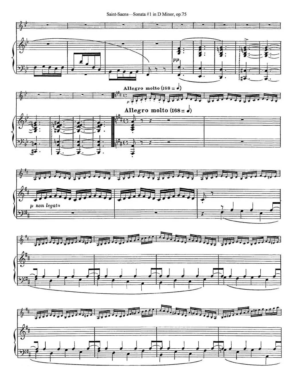 Violin Sonata No.1 in D Minor Op.75（小提琴+钢琴伴奏）