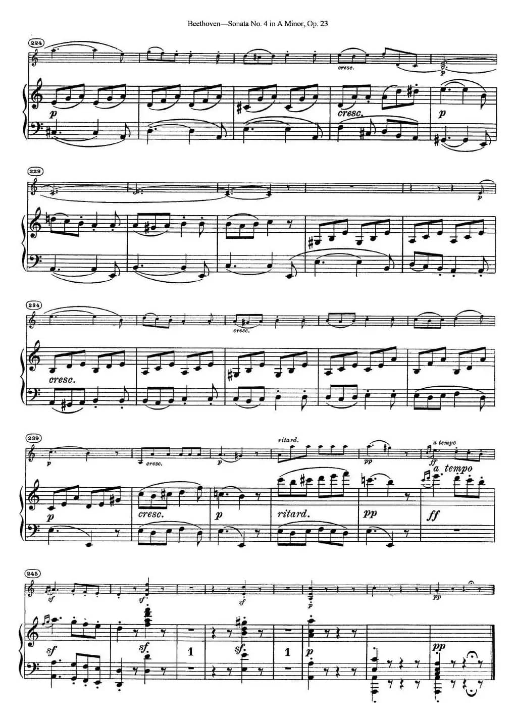 Violin Sonata No.4 in A Minor Op.23（小提琴+钢琴伴奏）