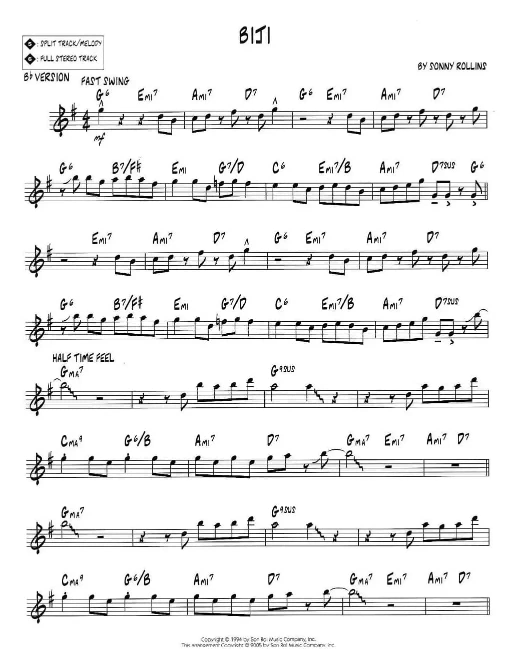 BIJI（jazz系列萨克斯谱）