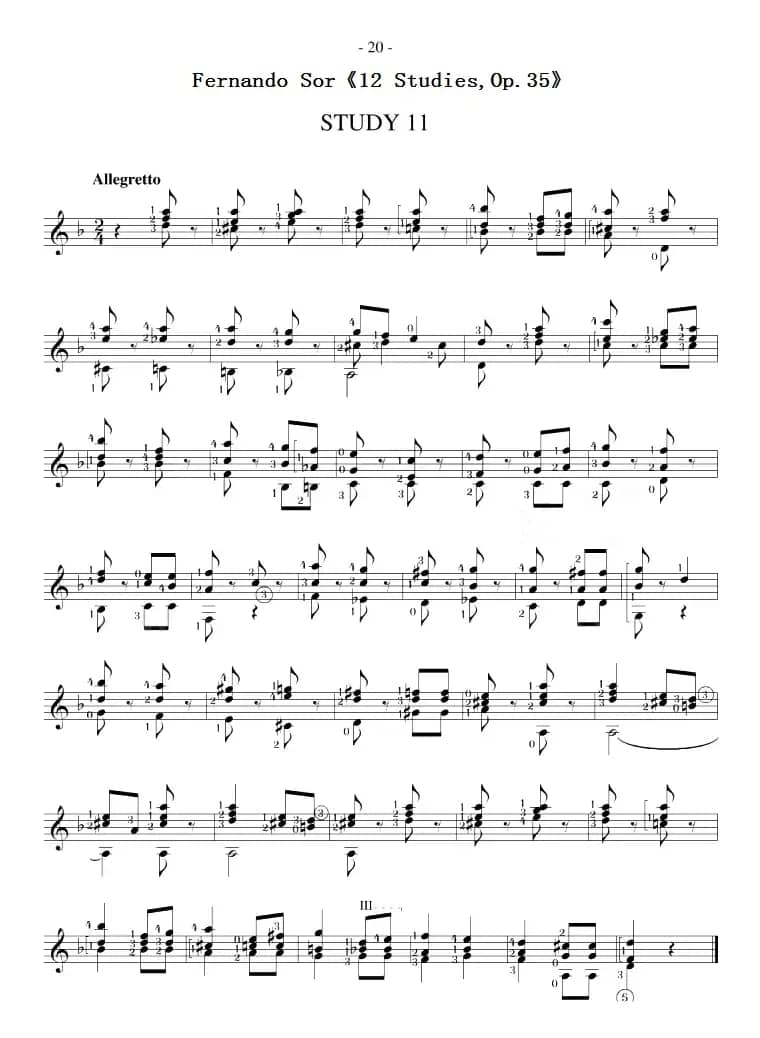 Fernando Sor《12 Studies,Op.35》（STUDY 11）