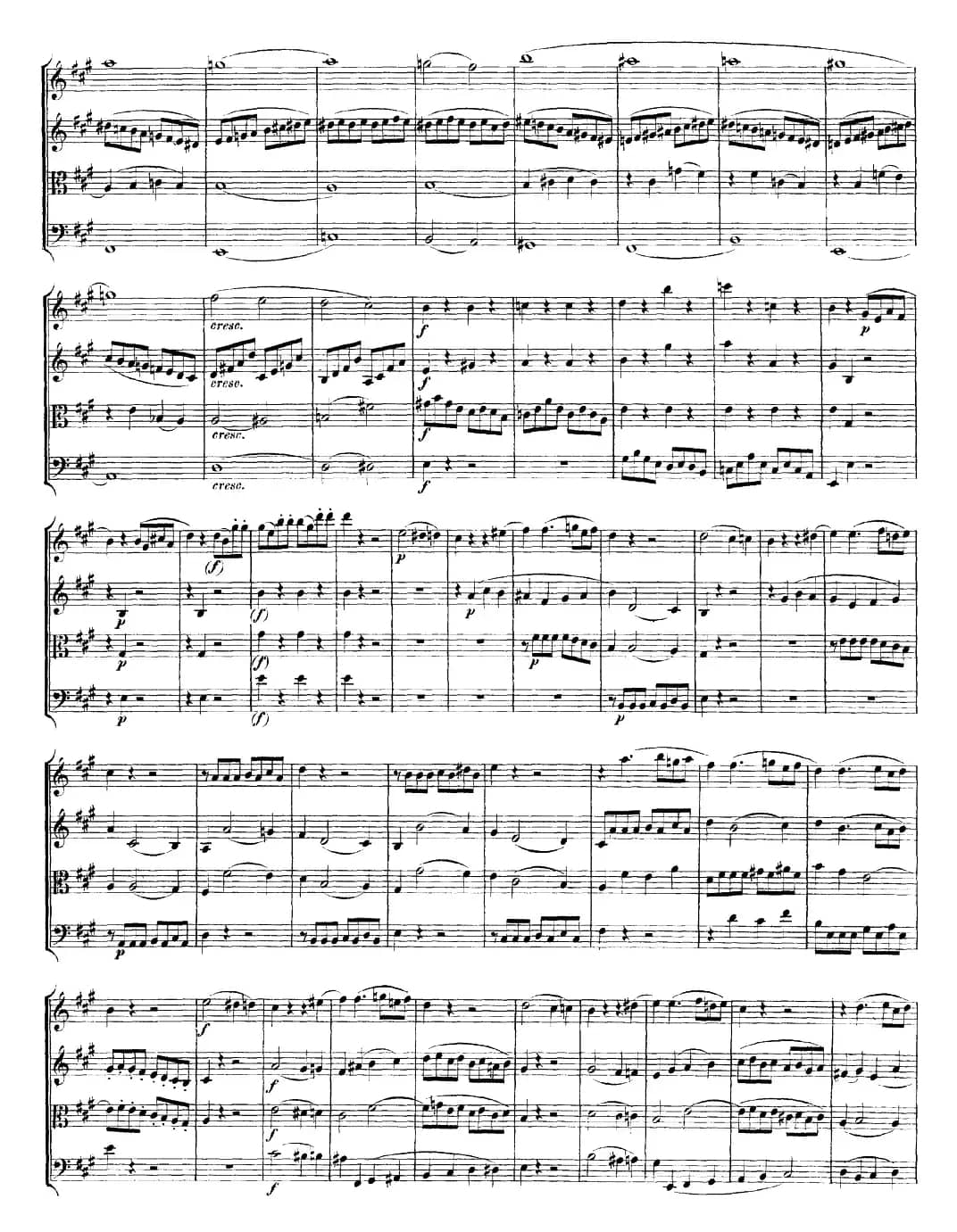 Mozart《Quartet No.18 in A Major,K.464》（总谱）