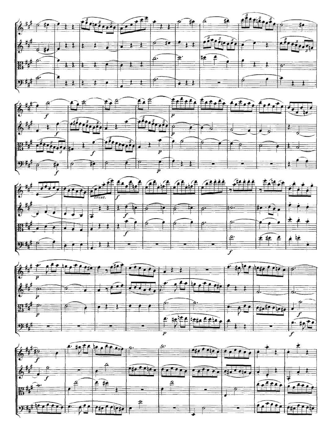 Mozart《Quartet No.18 in A Major,K.464》（总谱）