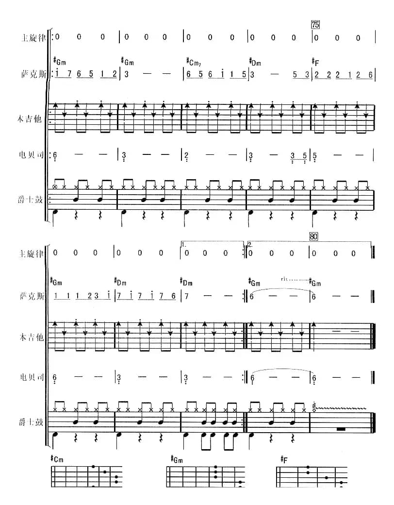 独角戏（华尔兹、电声乐队总谱）