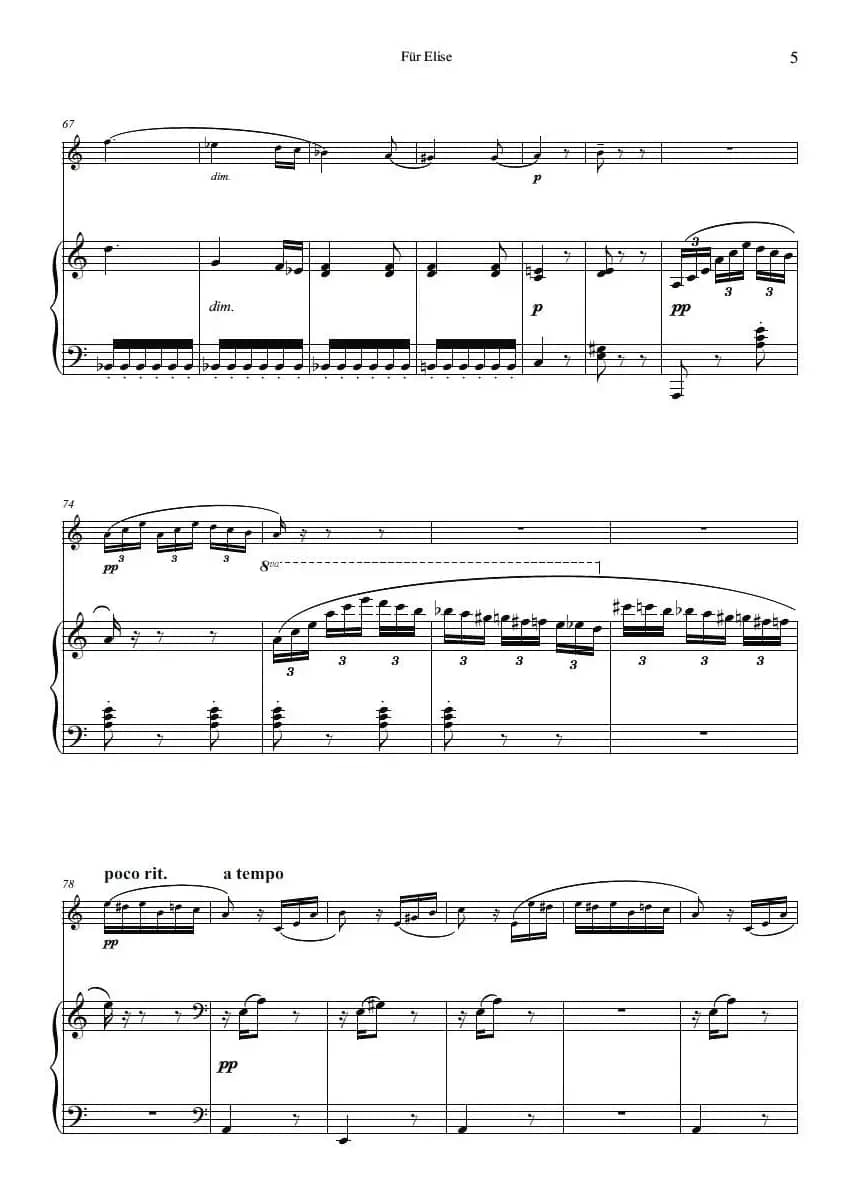 献给爱丽丝（小号独奏+钢琴伴奏谱）