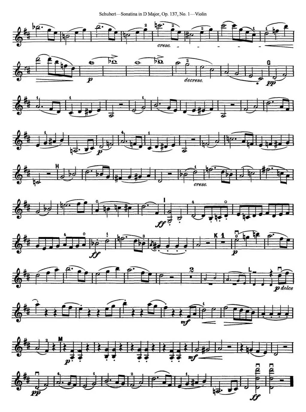 Violin Sonatina in D major Op.137 No.1