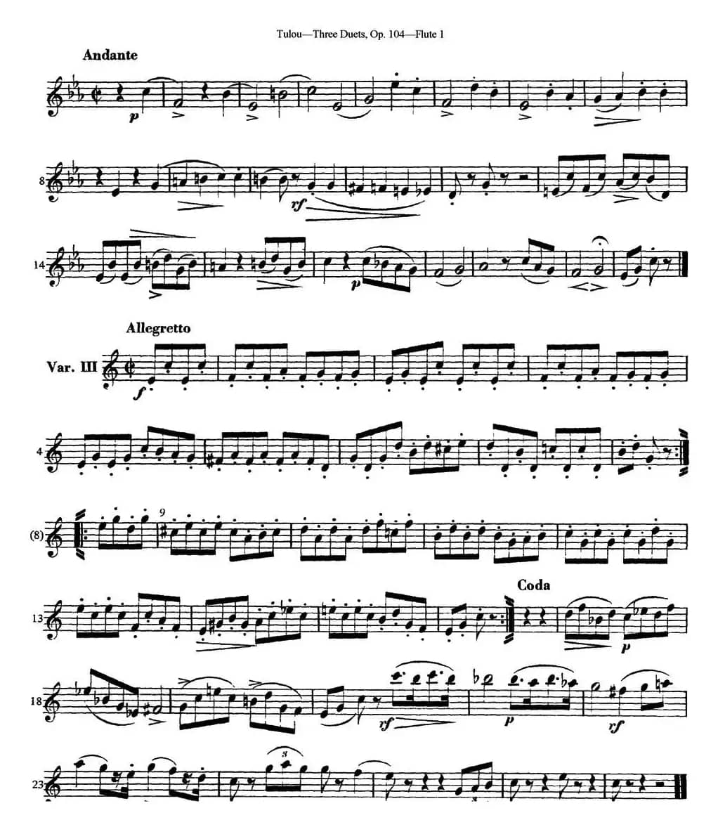 图露三首长笛简易重奏曲Op.104（Flute 1）（NO.1）