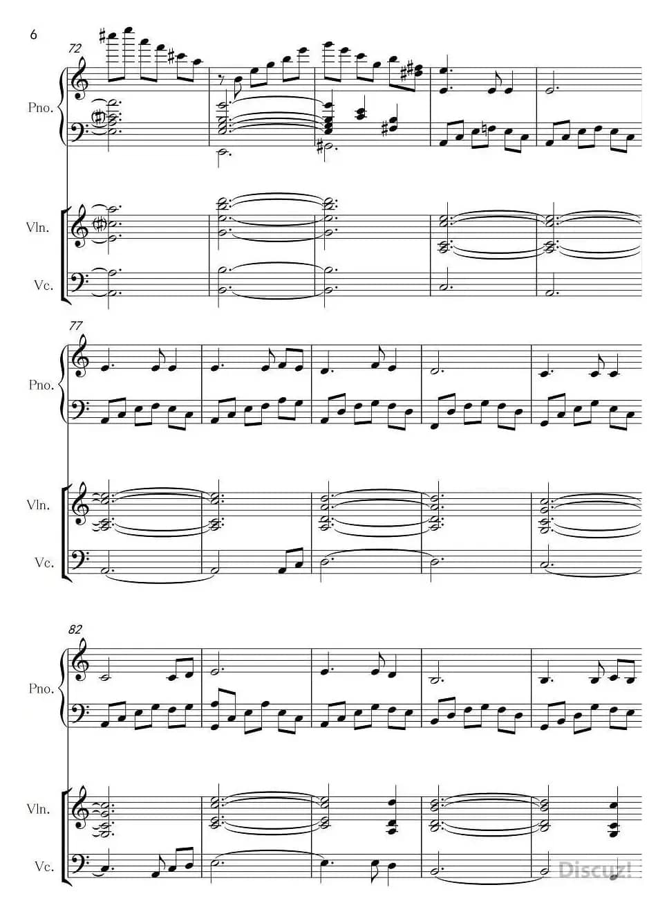 A小调浪漫曲（钢琴+小提琴+大提琴）