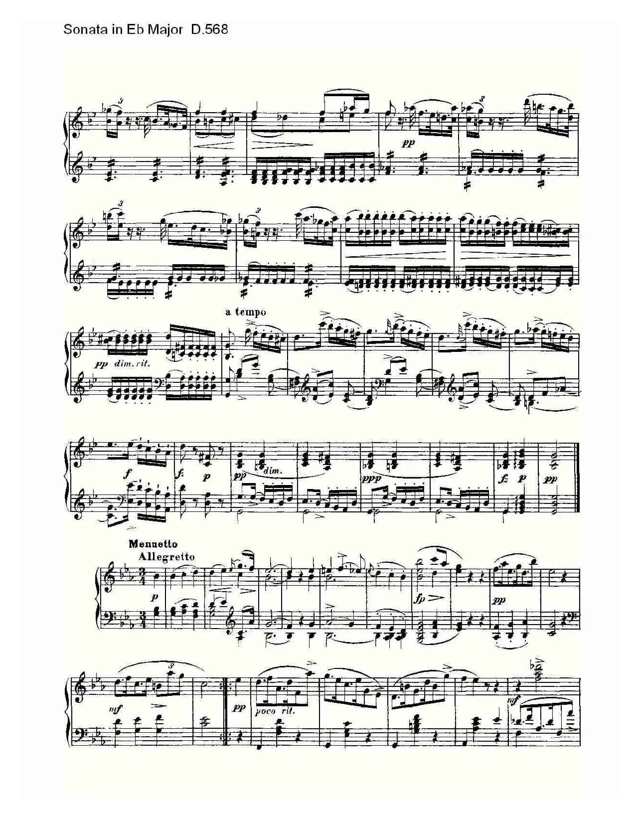Sonata in Eb Major D.568（Eb大调奏鸣曲 D.568）