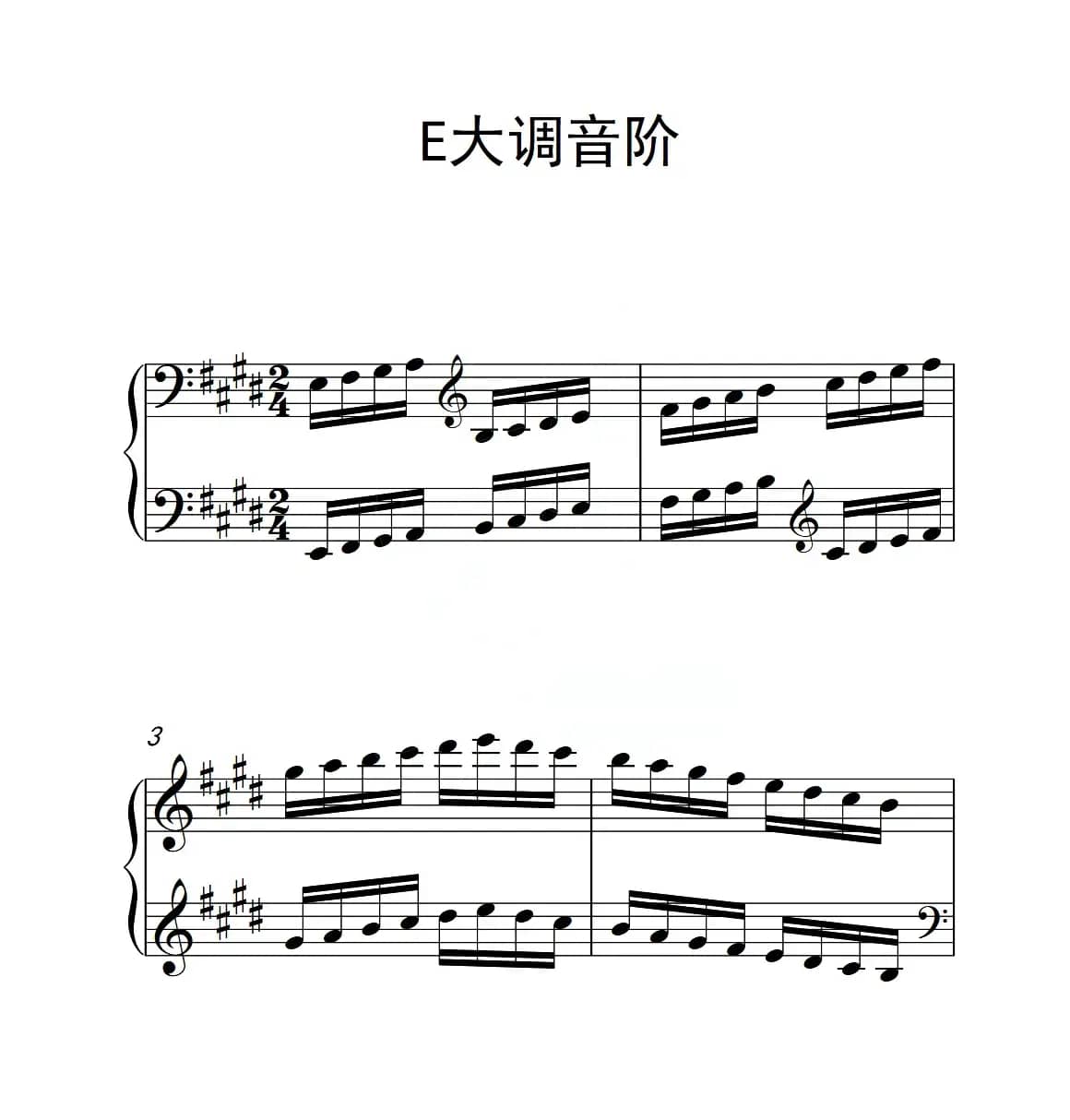 第三级 E大调音阶（中国音乐学院钢琴考级作品1~6级）