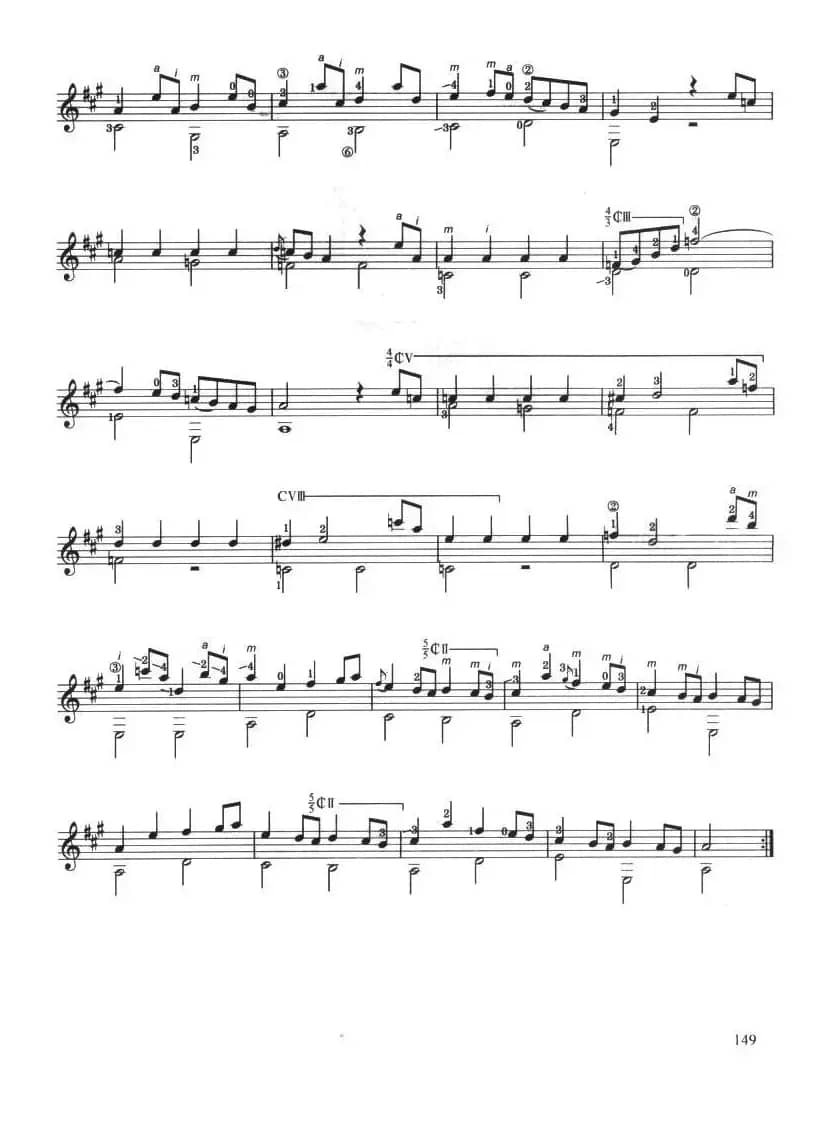 古典吉他考级八级外国乐曲A组（4、A大调奏鸣曲）