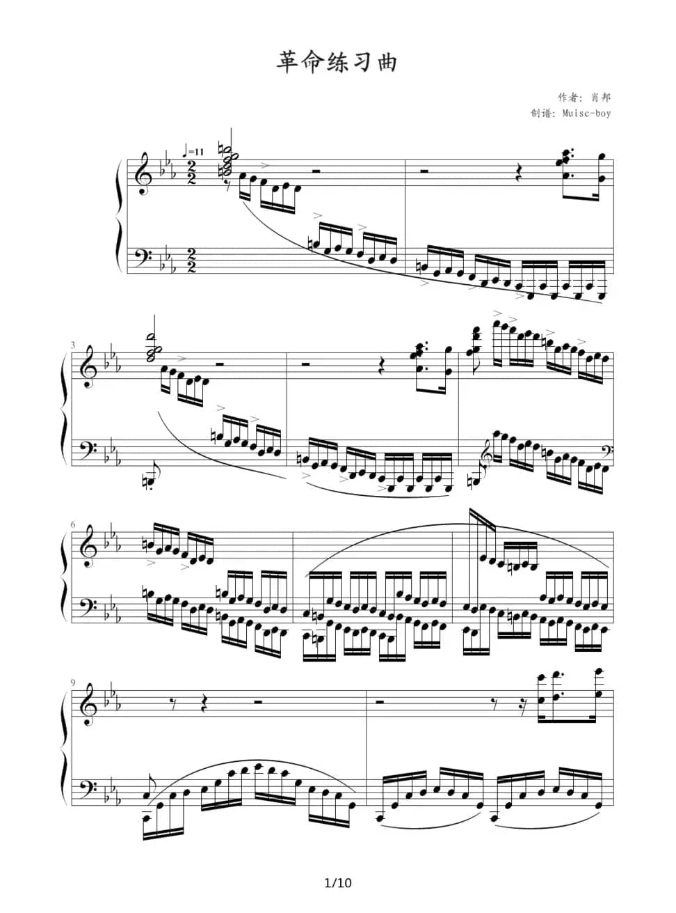 革命练习曲（Chopin.肖邦 练习曲 Op.10 No.12）