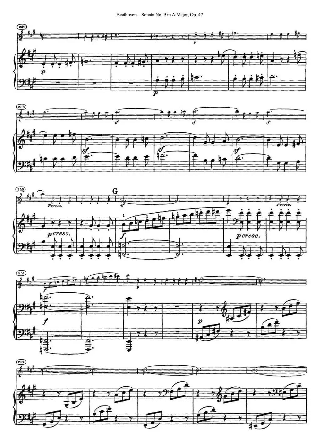 Violin Sonata No.9 in A Major Op.47（小提琴+钢琴伴奏）