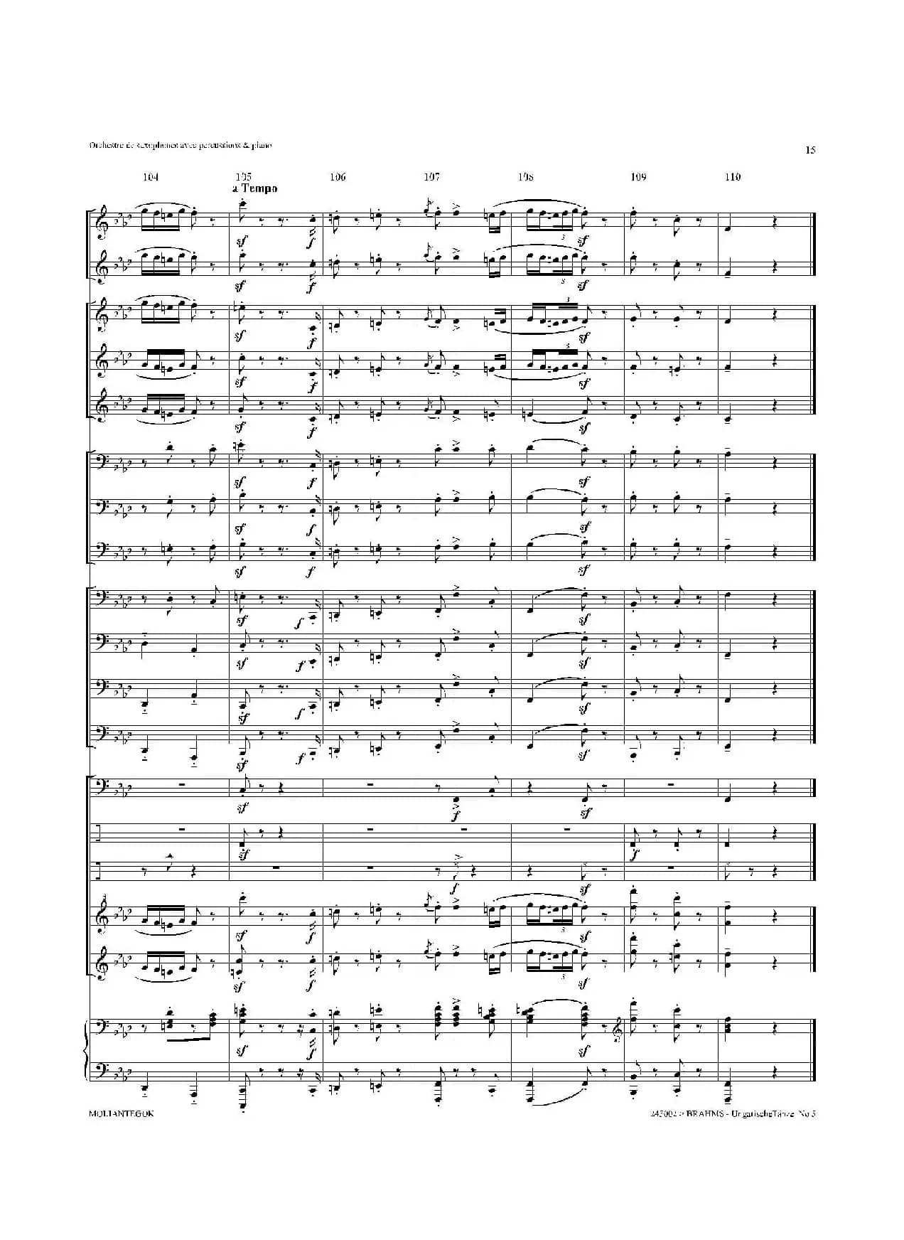 Ungarische Tnze No 5（十五重奏总谱）