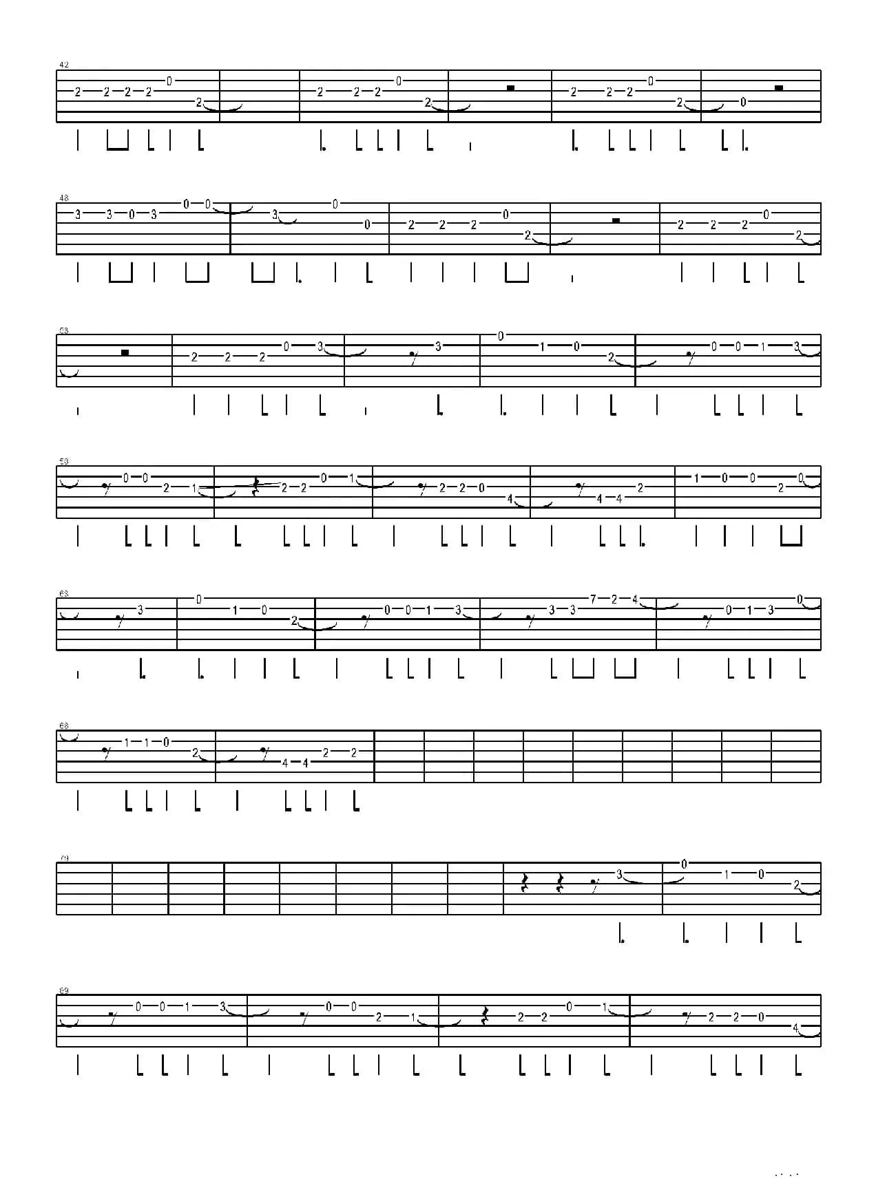 疯狂世界（指弹吉它谱）