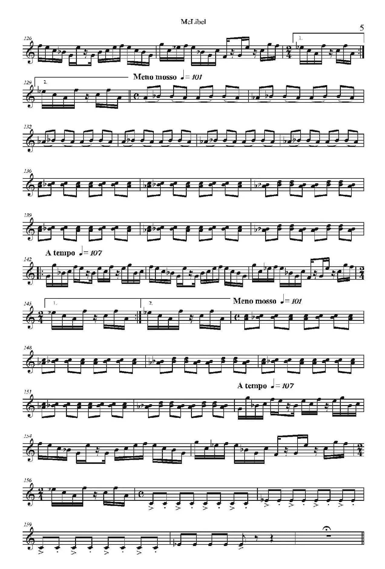 Mclibel（五重奏小提琴分谱）