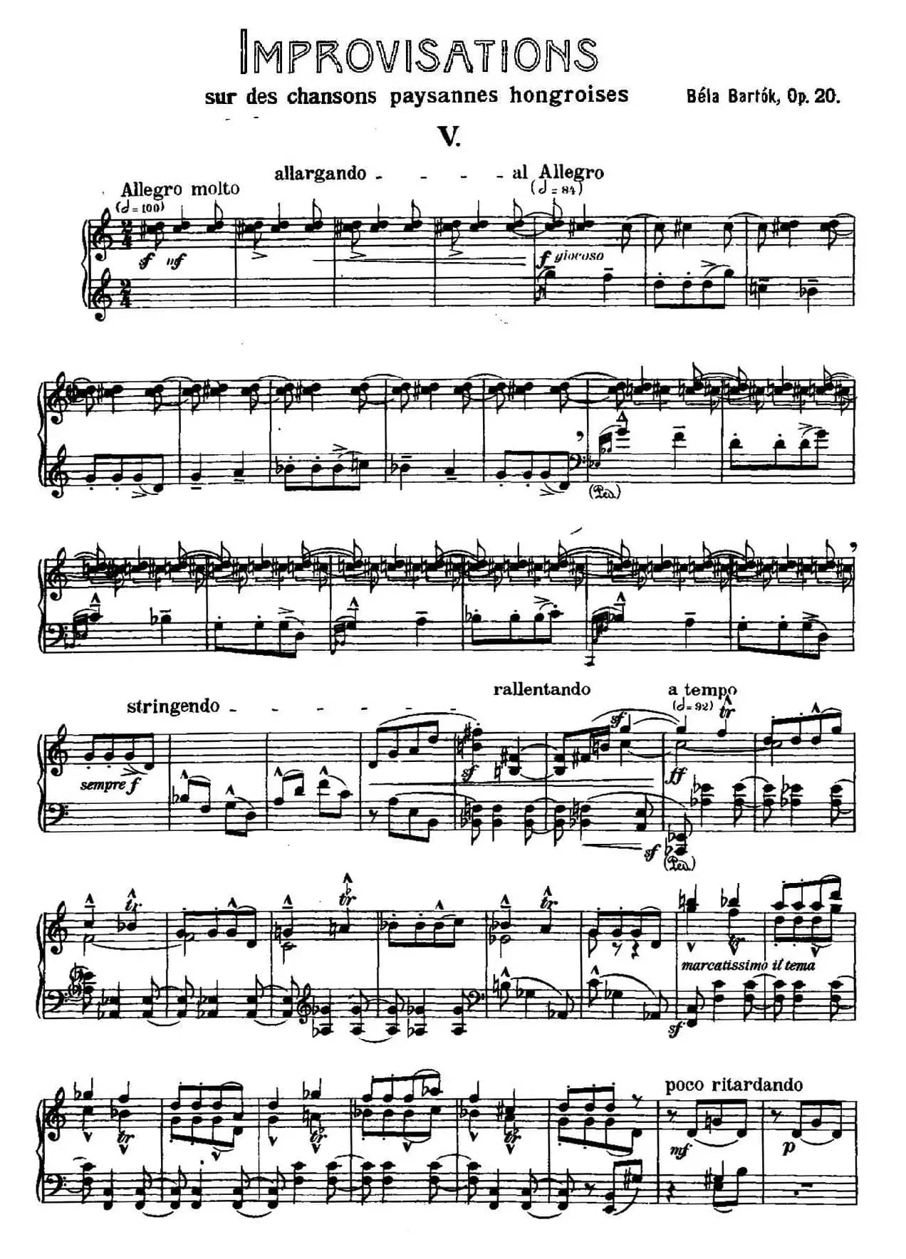 8 Improvisations Op.20（8首匈牙利民歌即兴曲·Ⅴ）
