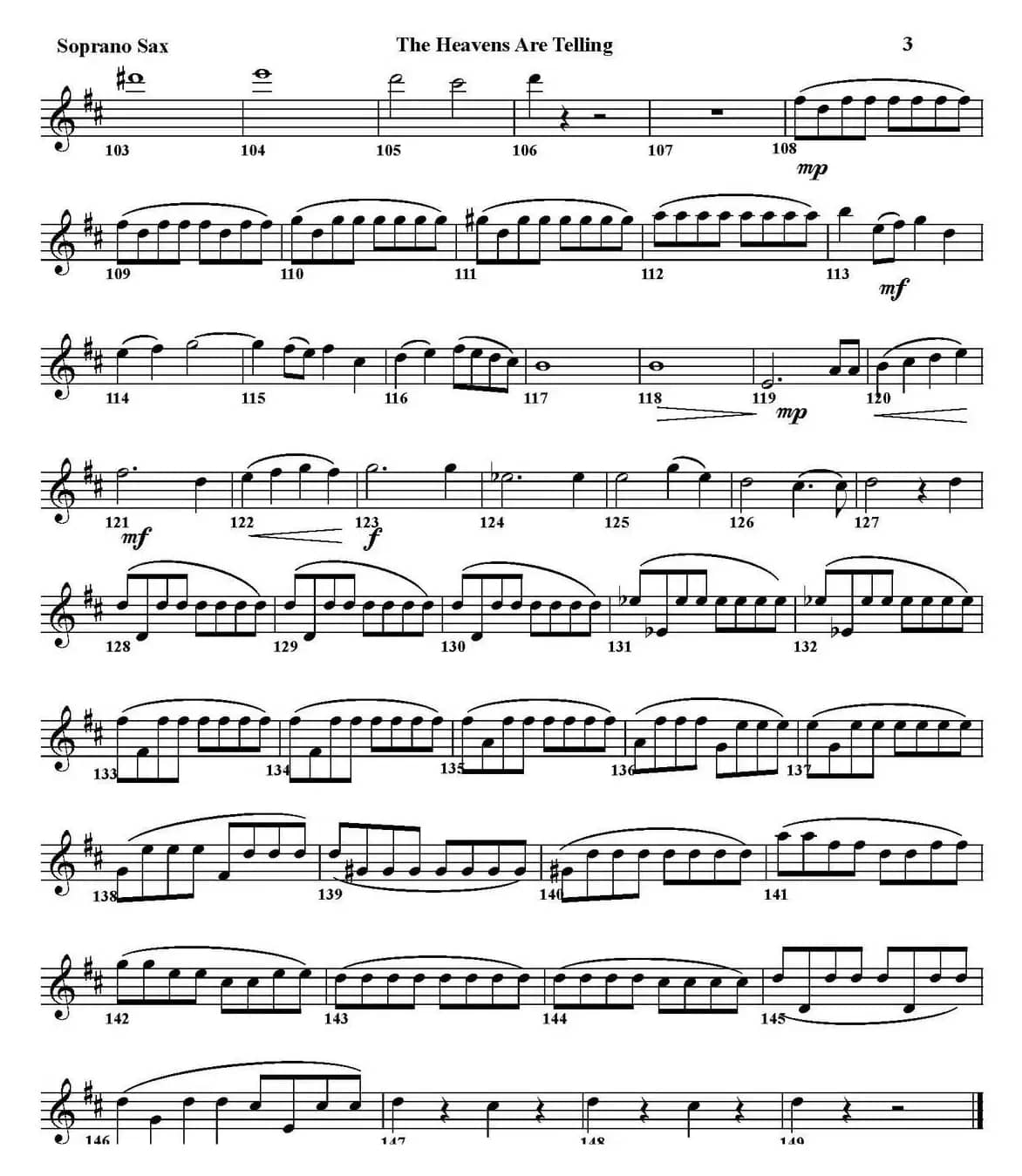 THE HEAVENS ARE TELLING（四重奏·高音萨克斯分谱）
