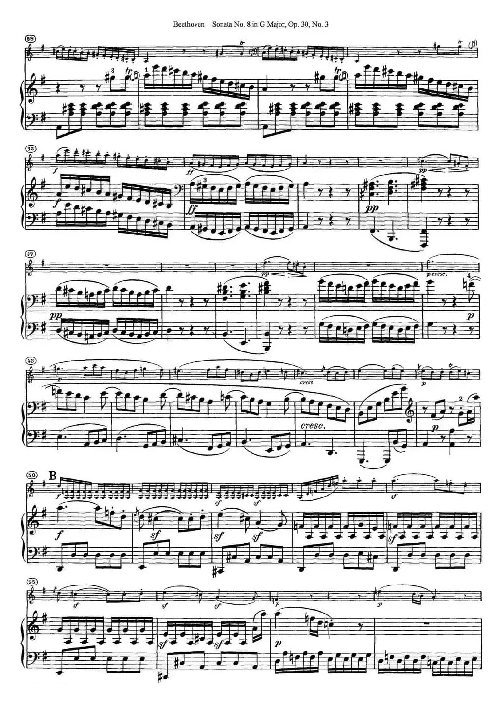 Violin Sonata No.8 in G Major Op.30 No.3（小提琴+钢琴伴奏）