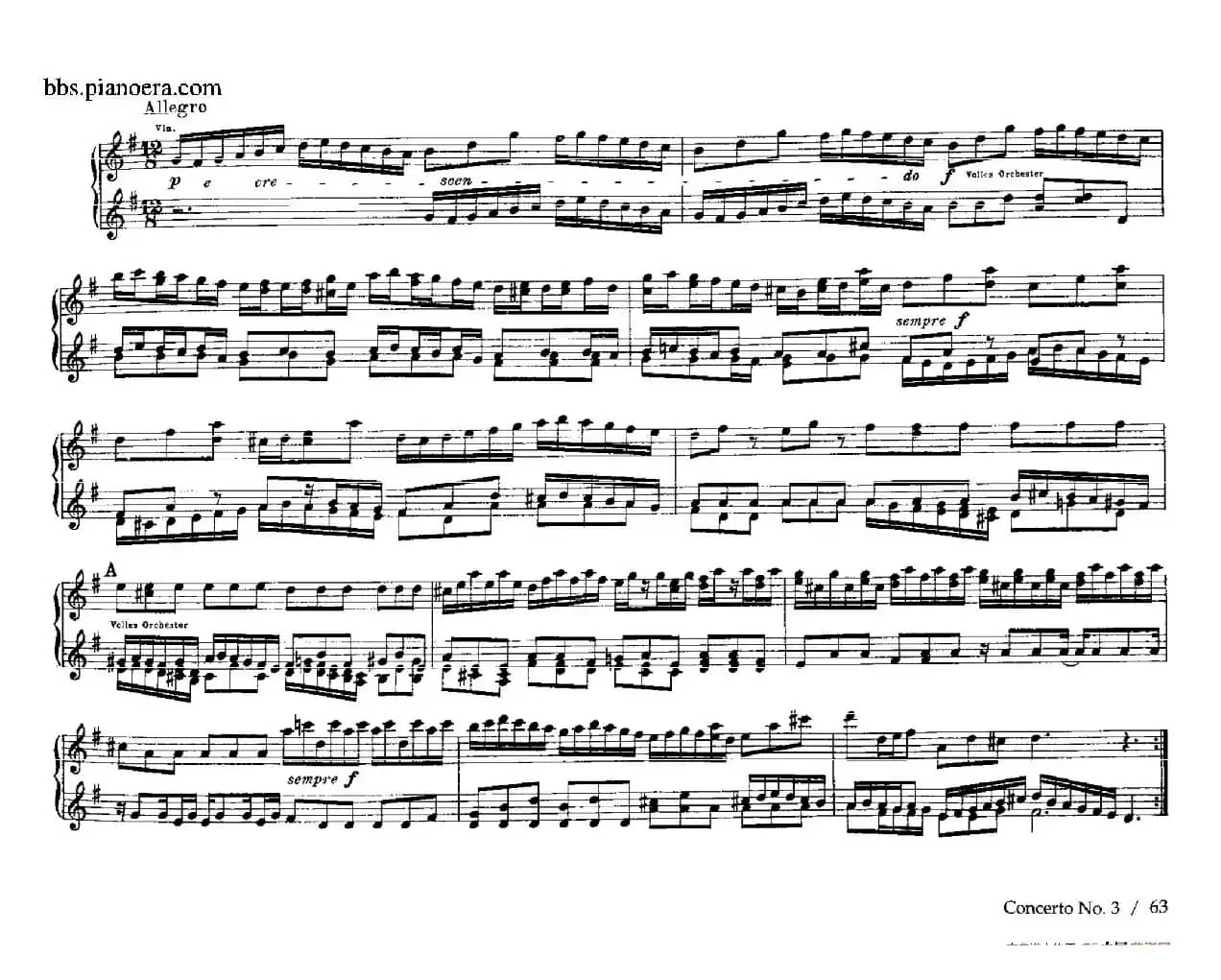 Brandenburg Concerto No.3 in G Major BWV.1048（G大调第三勃兰登堡协奏曲·四手联弹版）