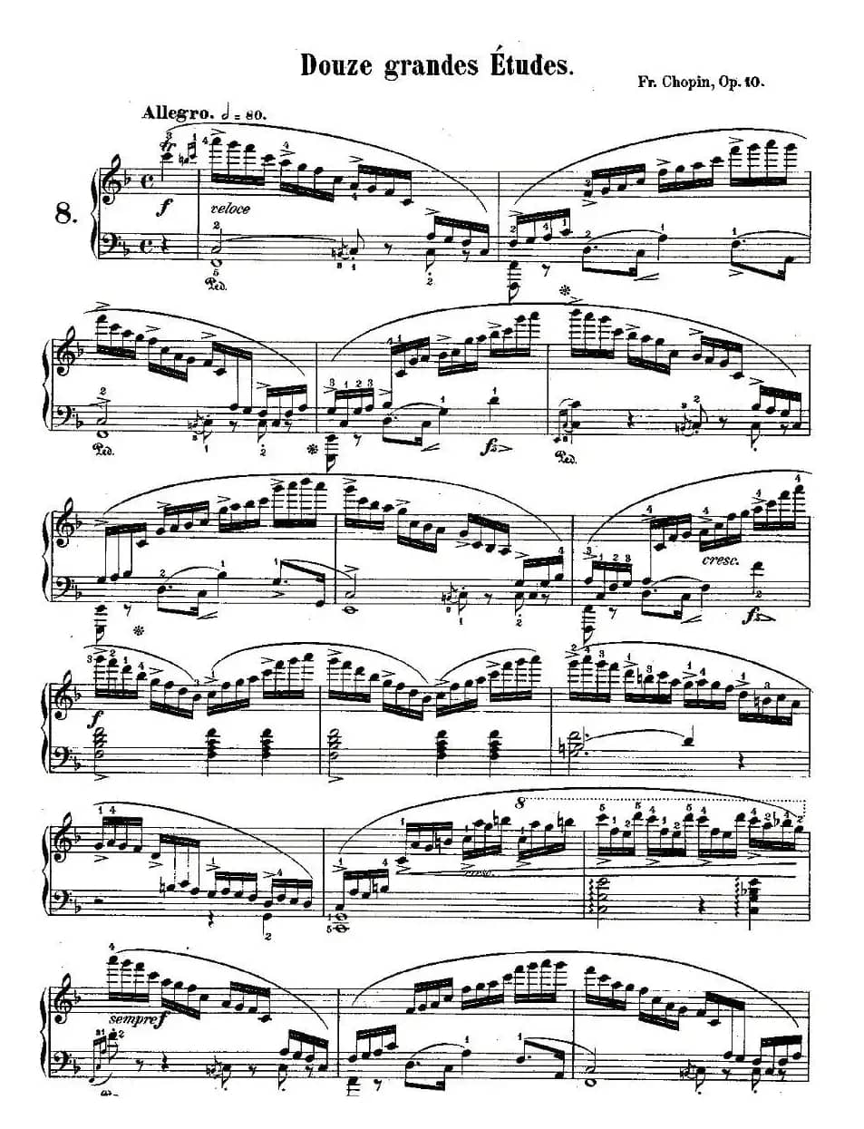 肖邦钢琴练习曲，Op.10之八