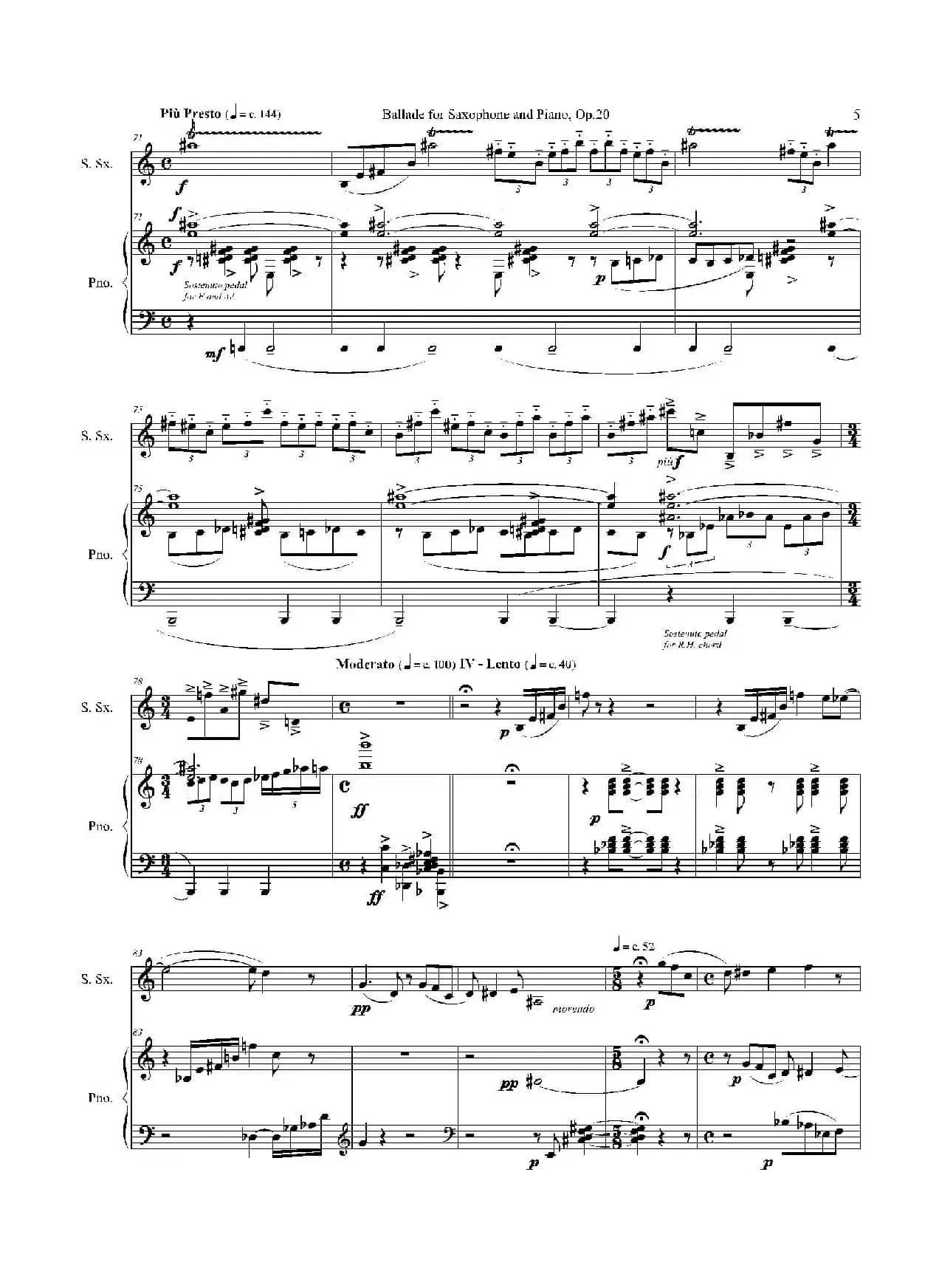 Ballade（叙事曲）Op.20（高音萨克斯+钢琴伴奏）