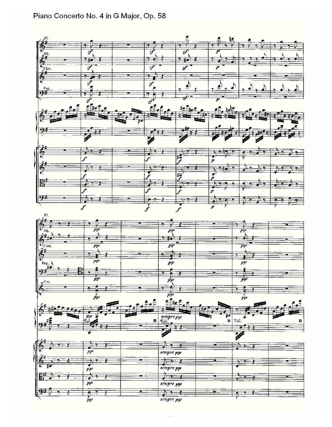 Ｇ大调钢琴第四协奏曲 Op.58 第三乐章（总谱）