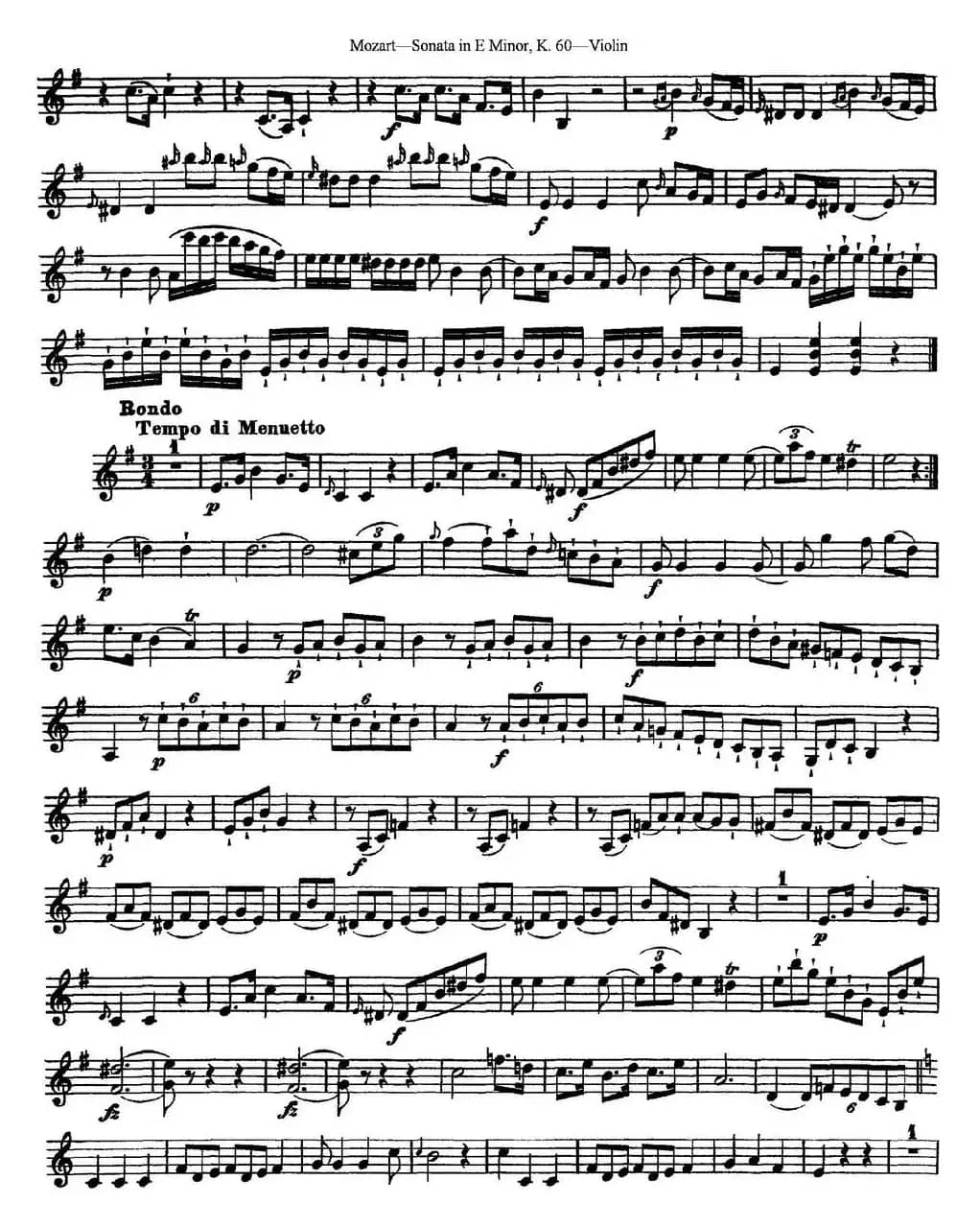 Violin Sonata in E Minor K.60