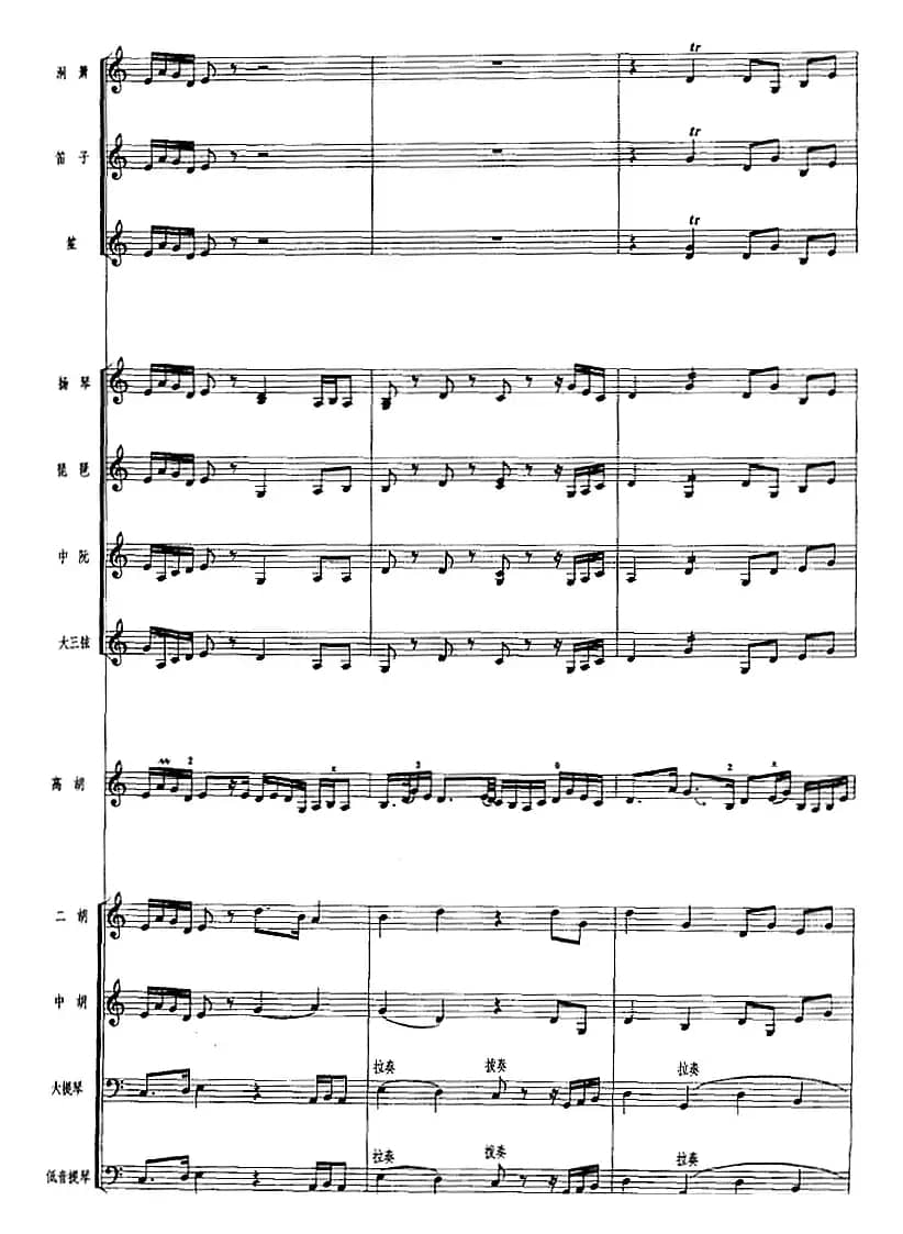 鸟语莺声（广东音乐、高胡+乐队伴奏、五线谱版）