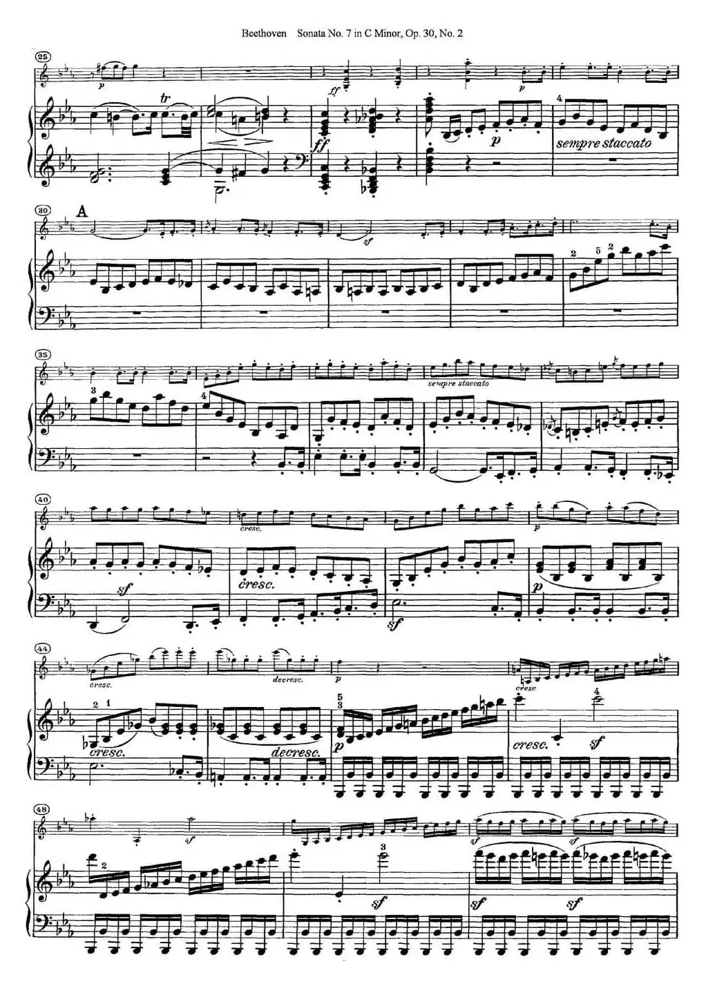 Violin Sonata No.7 in C Minor Op.30 No.2（小提琴+钢琴伴奏）