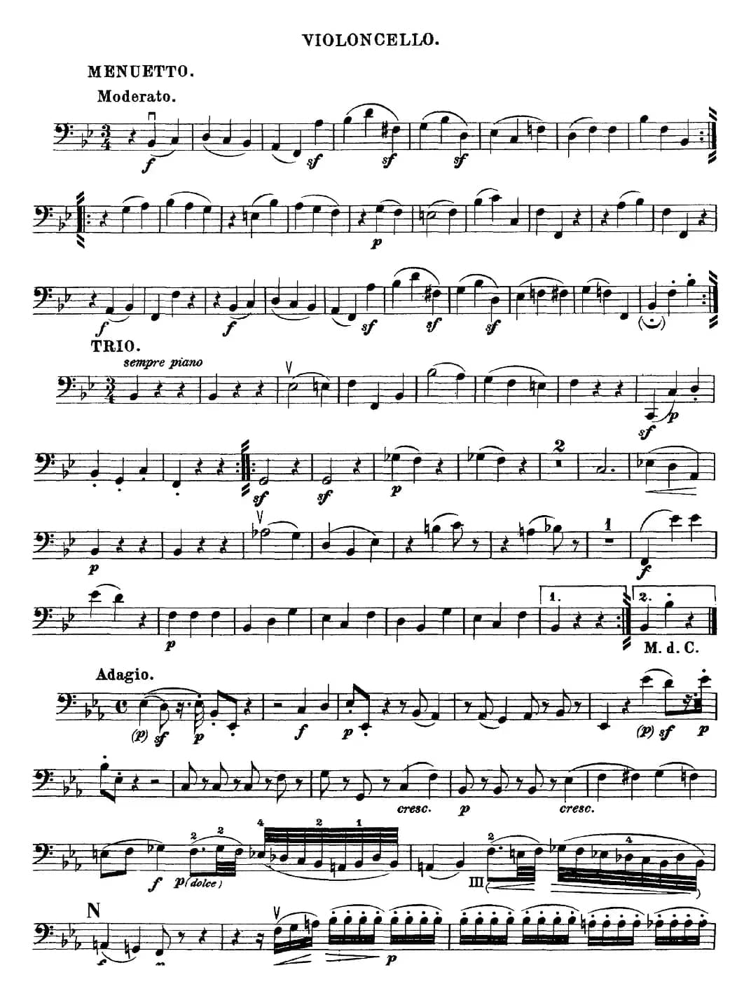 Mozart《Quartet No.17 in Bb Major,K.458》（Cello分谱）