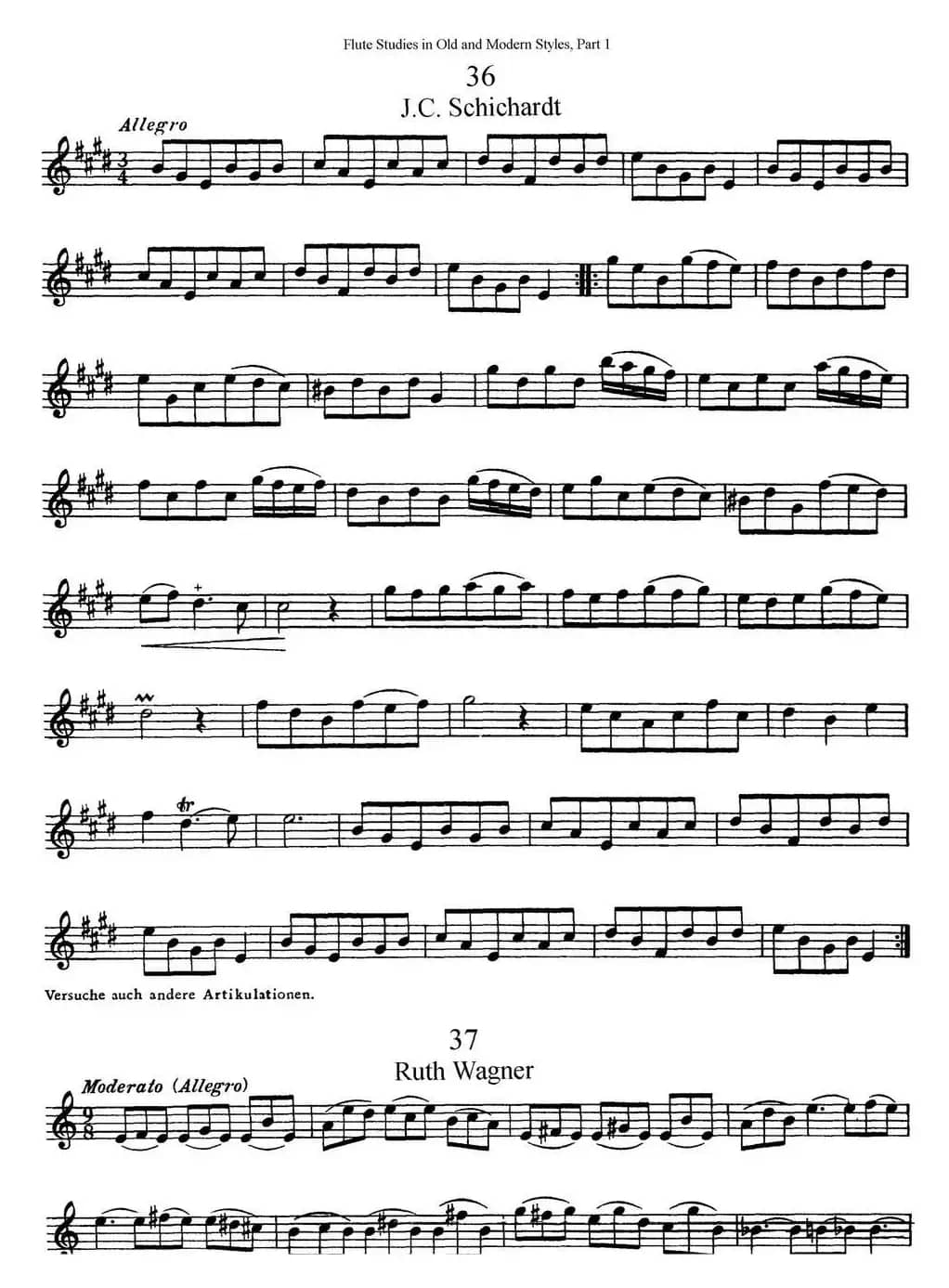 斯勒新老风格长笛练习重奏曲（第一部分）（NO.36-NO.42）