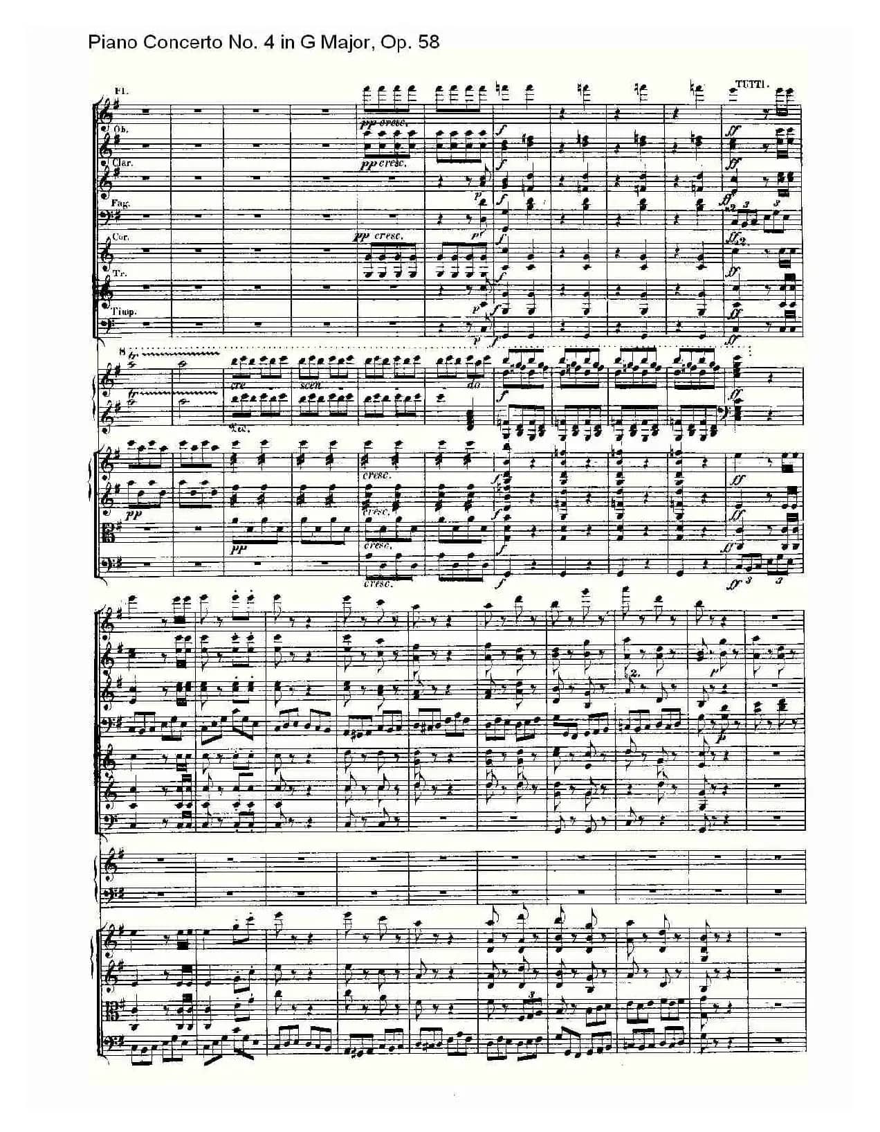 Ｇ大调钢琴第四协奏曲 Op.58 第三乐章（总谱）